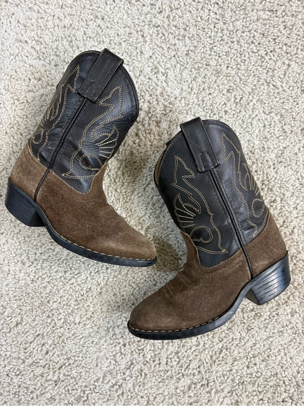 Little Boy's MASTERSON Brown Suede & Leather COWBOY Western RODEO BOOTS  11  M